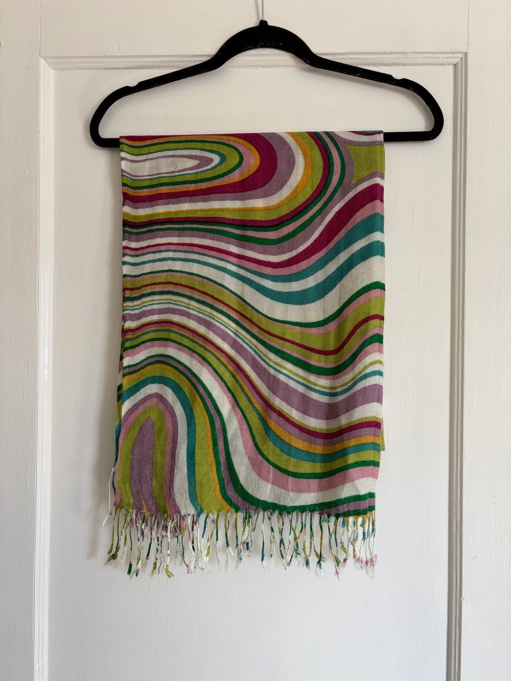 Multicolor Swirl Pattern Scarf Vibrant Green & Pink
